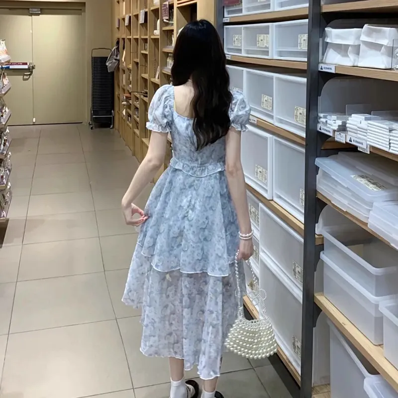 JOSR Short Sleeved Dresses Women's Blue-3