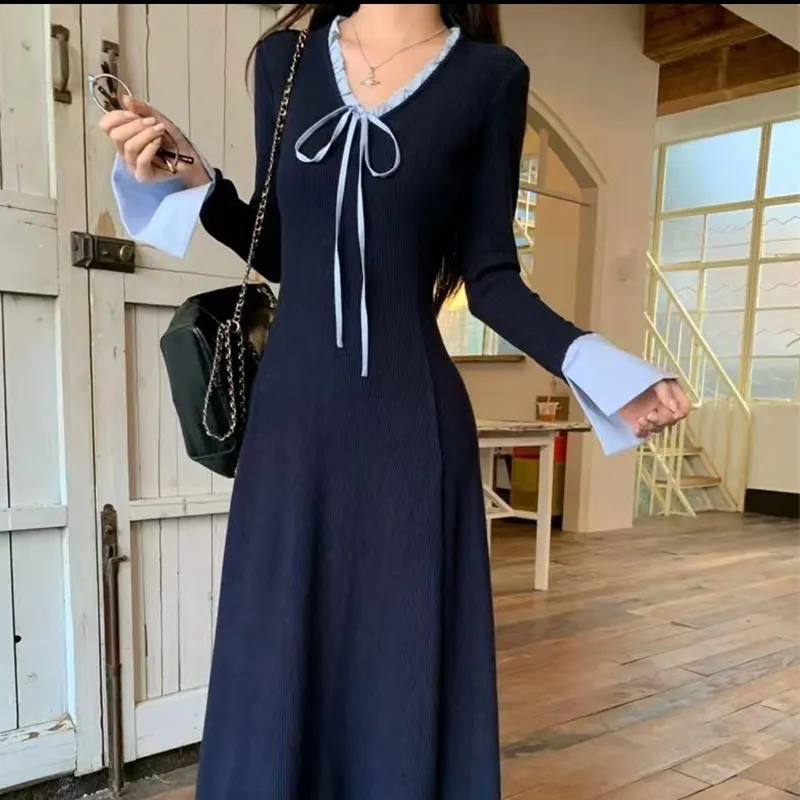 JOSR Long Sleeved Dress Women's Navy Blue-2