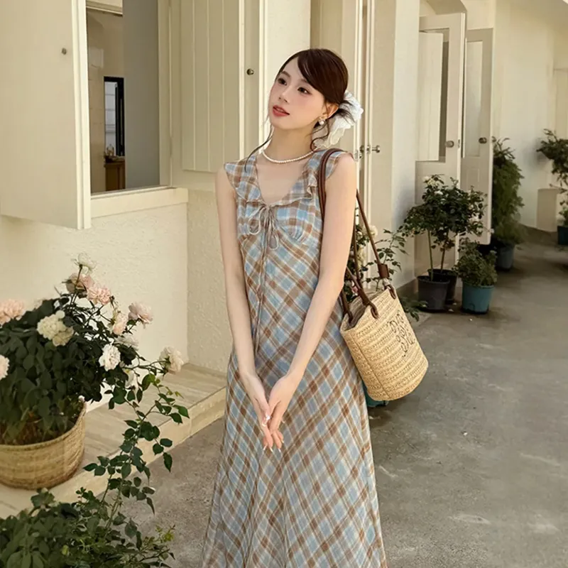 JOSR Sleeveless Dress Women's Plaid-4