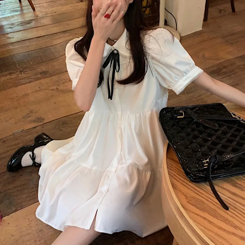 JOSR Short Sleeved Dresses Women's White-2