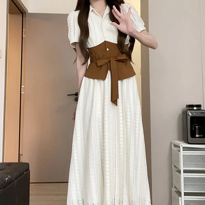 JOSR Short Sleeved Dresses Women's White-2