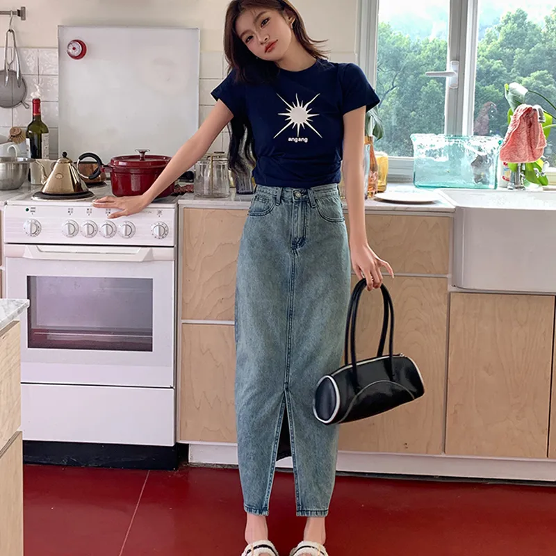 JOSR Denim Long Skirt Women's Blue-2