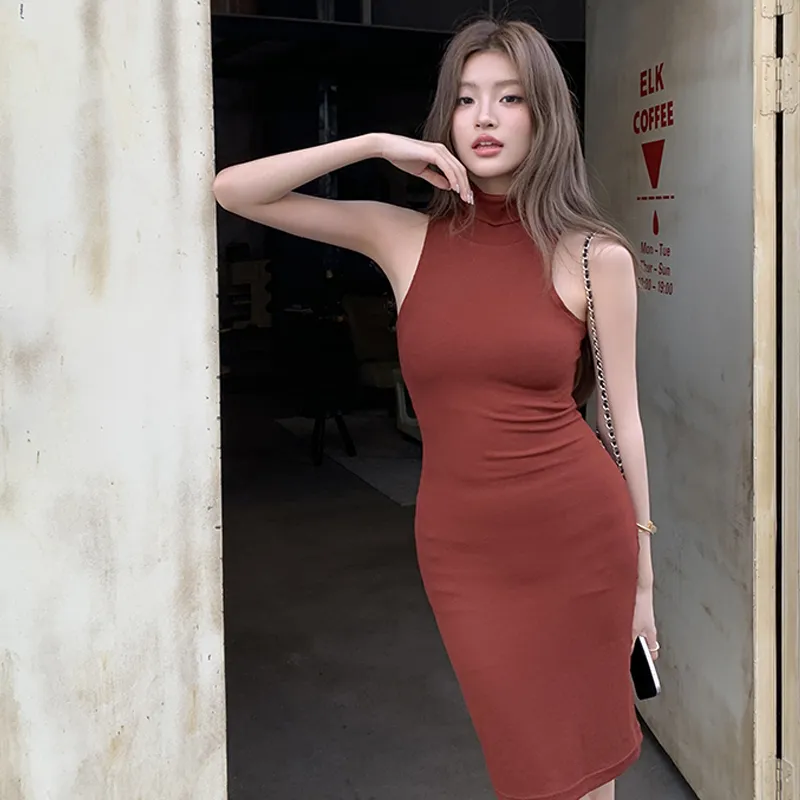 JOSR Sleeveless Dresses Women's Red-2