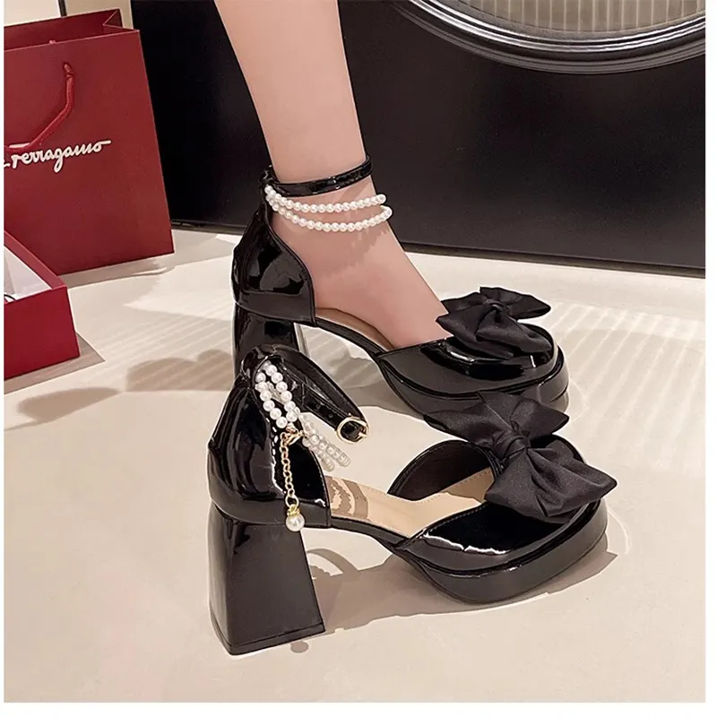 LXVB Chunky Heel High Heels 8cm Women's-2