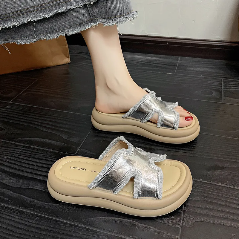 LXVB Rubber Sole Slip Resistant Slide Slippers Women's-17