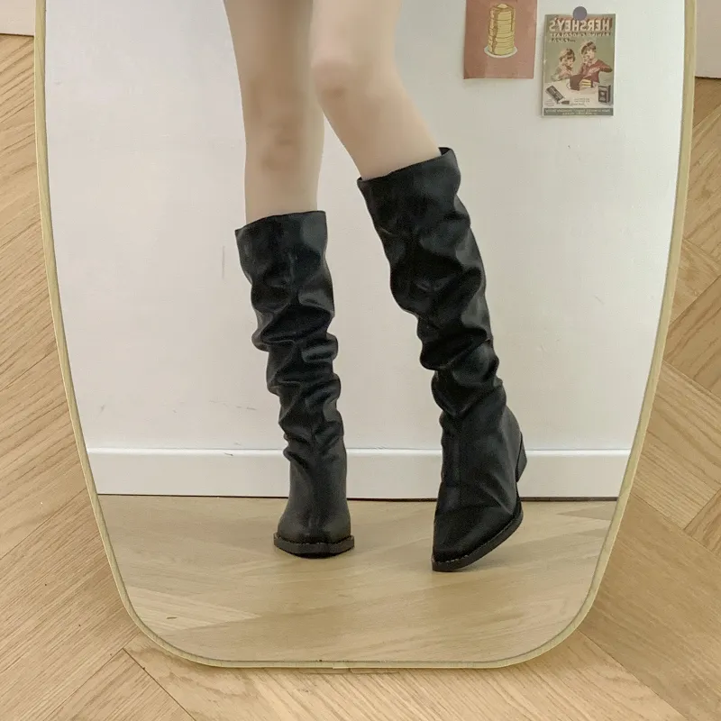LXVB Slouch Boots Knee-high Boots 3cm Women's-7
