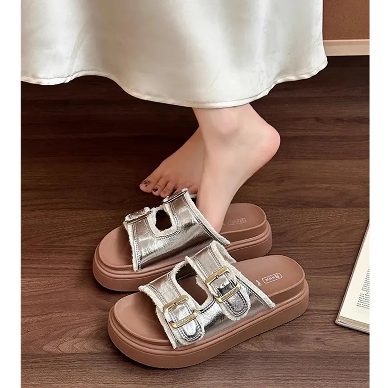 LXVB Slide Slippers Women's Black/Ecru/Yellow/Silver-15