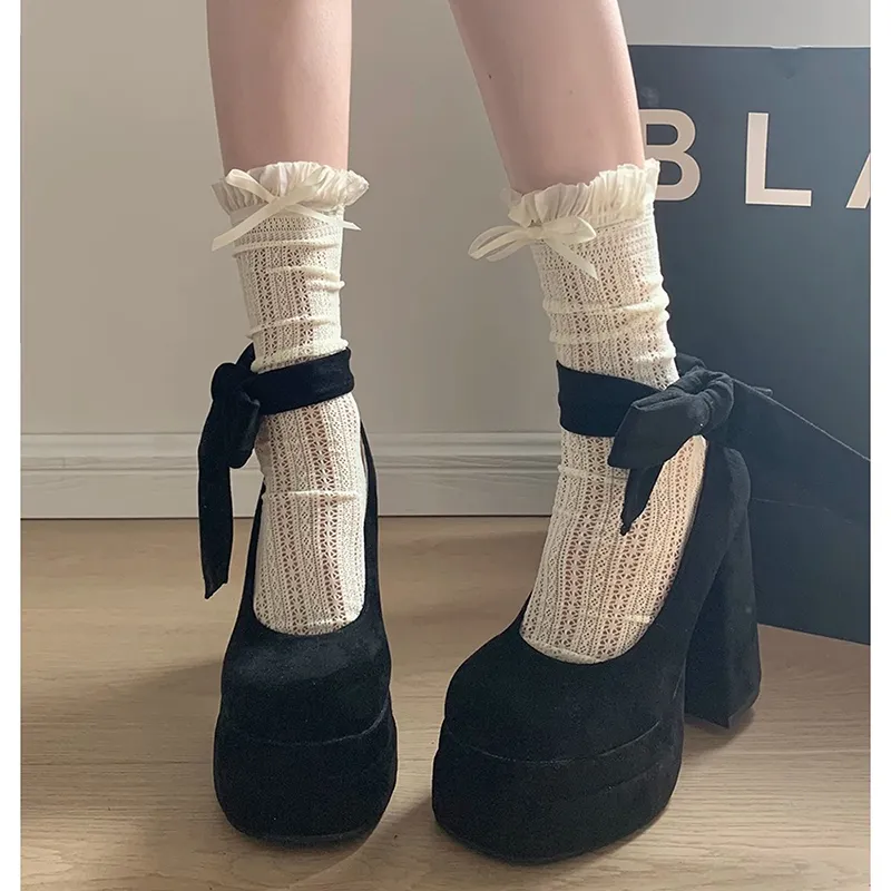 LXVB Chunky Heel High Heels 10cm Women's-1