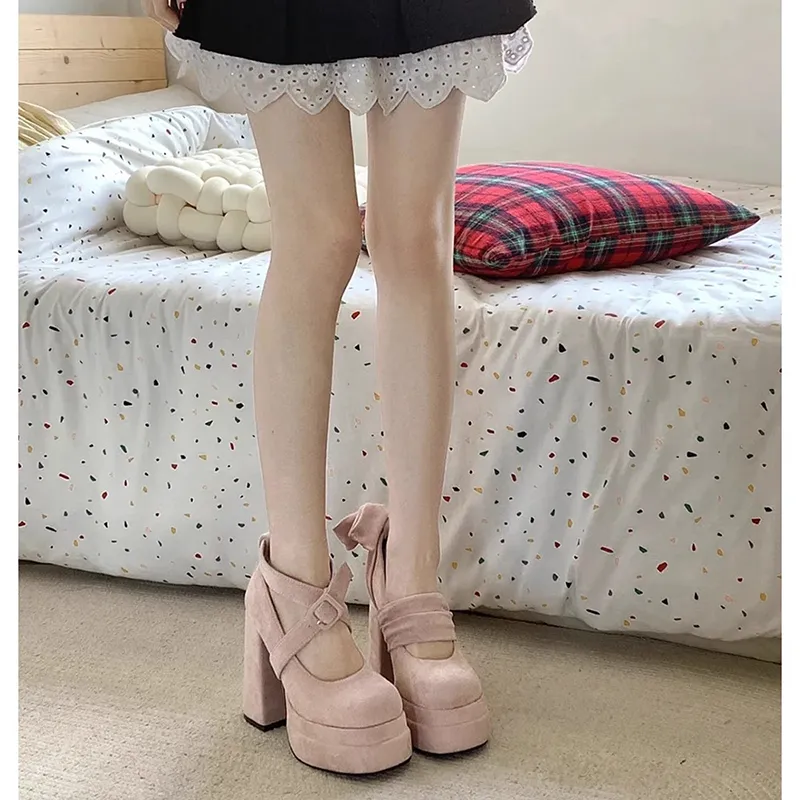 LXVB Chunky Heel High Heels 10cm Women's-5