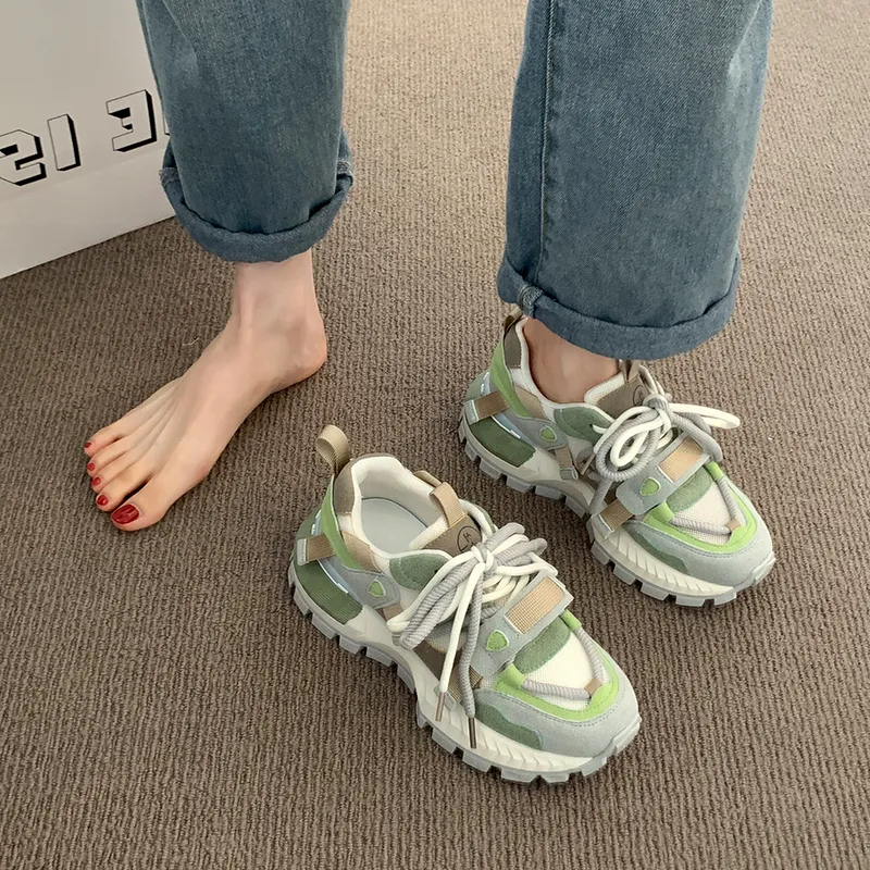 LXVB Slip-Resistant Breathable Low-Top Chunky Sneakers Women's-15