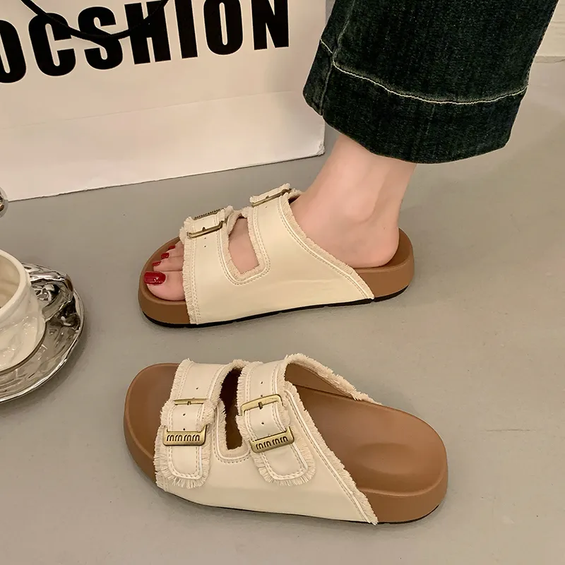 LXVB Rubber Sole Slip Resistant Slide Slippers Women's-17