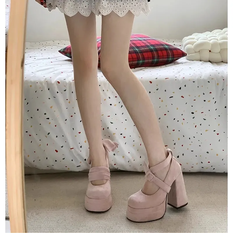 LXVB Chunky Heel High Heels 10cm Women's-6