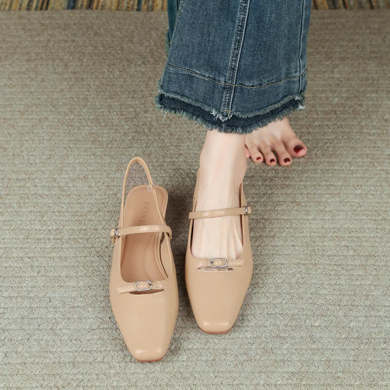 FOXER Block Heel High Heels 3.7CM Women's-9
