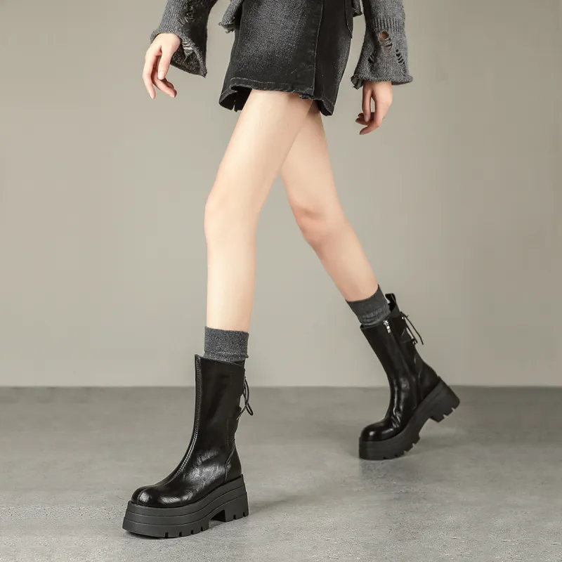 FOXER Ankle Boots High Heel Women's Black-4