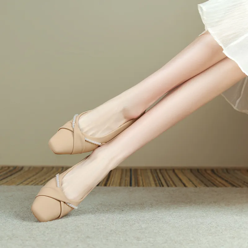 FOXER Casual Single Shoes 2.7CM Women's Apricot-2