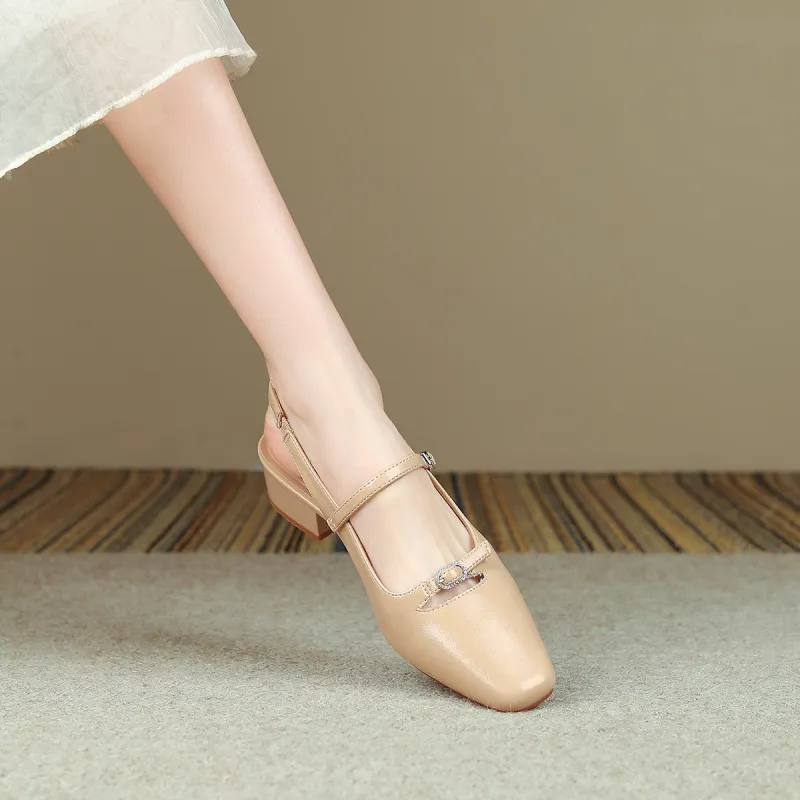 FOXER Block Heel High Heels 3.7CM Women's-10
