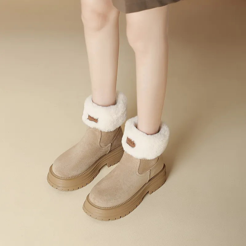 FOXER Abrasion Resistant Slip Resistant Short Snow Boots Women's Khaki-3