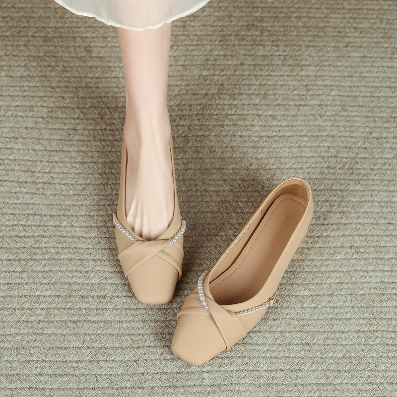 FOXER Casual Single Shoes 2.7CM Women's Apricot-3