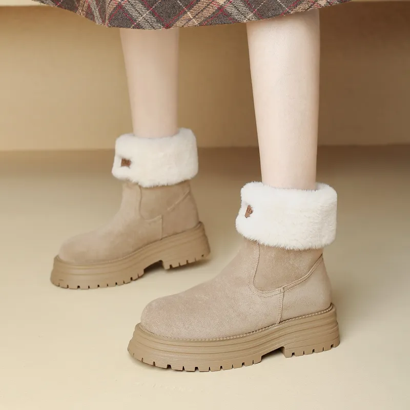 FOXER Abrasion Resistant Slip Resistant Short Snow Boots Women's Khaki-5