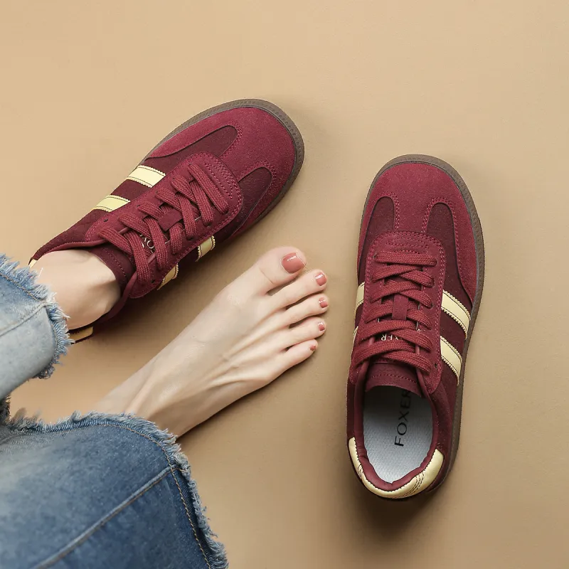 FOXER Non slip Lightweight Low Top Skateboard Shoes Women's Burgundy-1