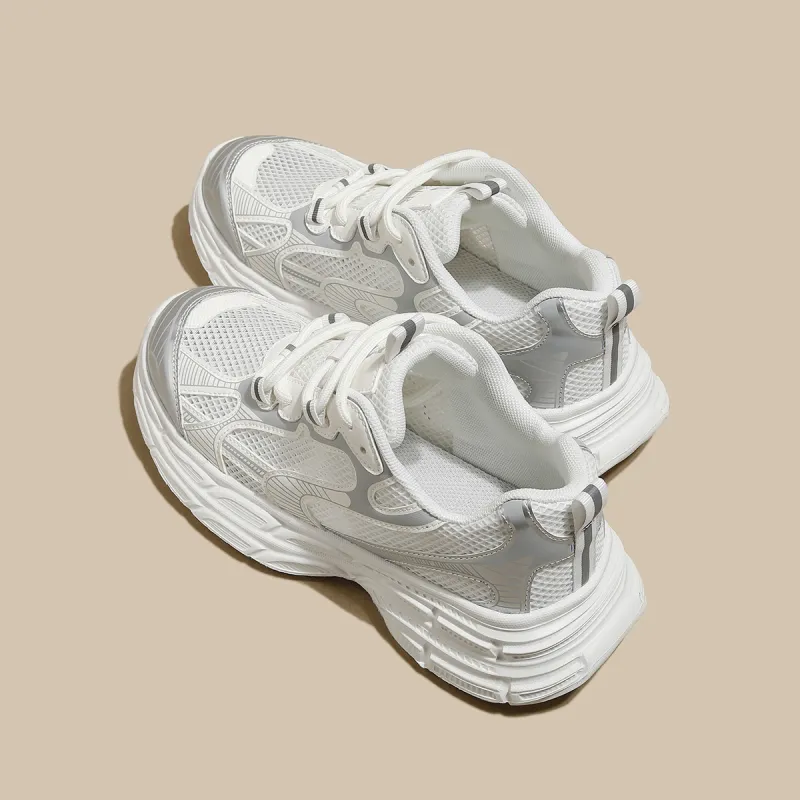 FOXER Low Top Chunky Sneakers Women's Silver/Ecru-3