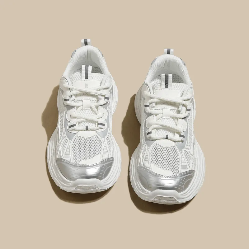 FOXER Low Top Chunky Sneakers Women's Silver/Ecru-1