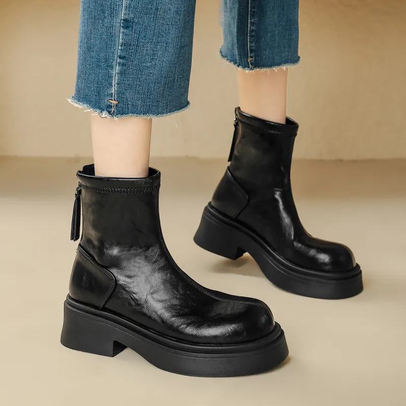 FOXER Ankle Boots Women's Black/Brown-12