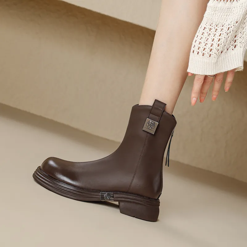 FOXER Ankle Boots Women's Black/Brown-7