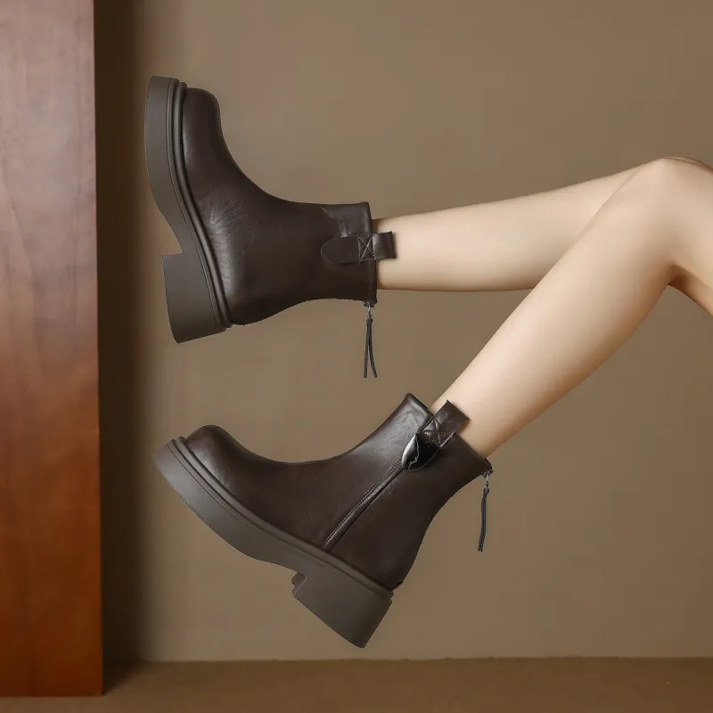 FOXER Ankle Boots Women's Black/Brown-8