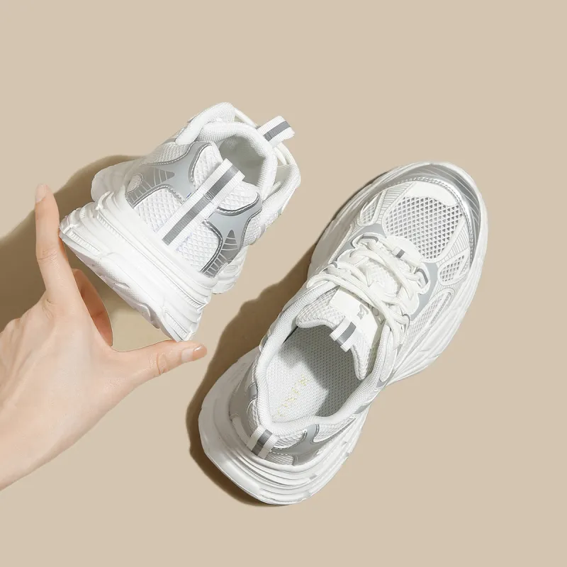 FOXER Low Top Chunky Sneakers Women's Silver/Ecru-4