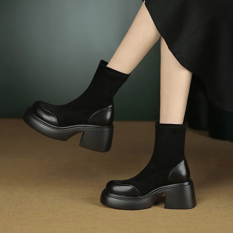 FOXER Ankle Boots High Heel Women's Black-2