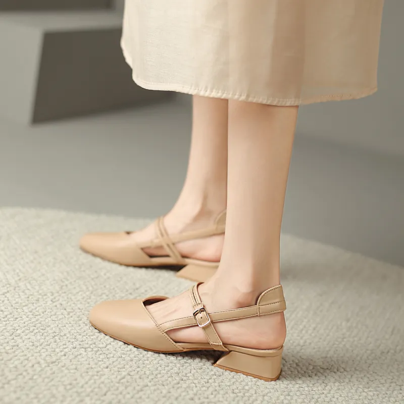 FOXER Chunky Heel Square Toe Roman Sandals Women's-5