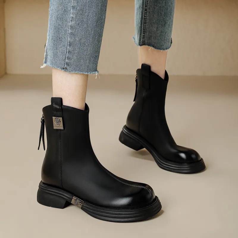 FOXER Ankle Boots Women's Black/Brown-2