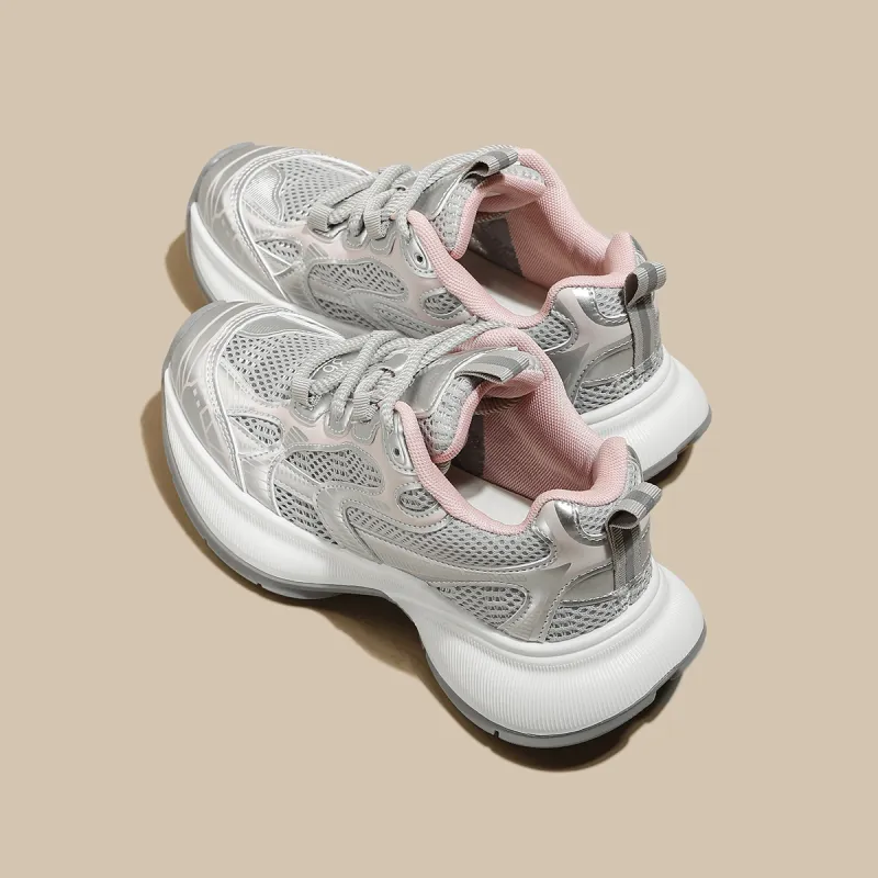 FOXER Low Top Chunky Sneakers Women's Pink/Silver-2