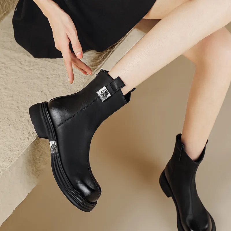FOXER Ankle Boots Women's Black/Brown-4