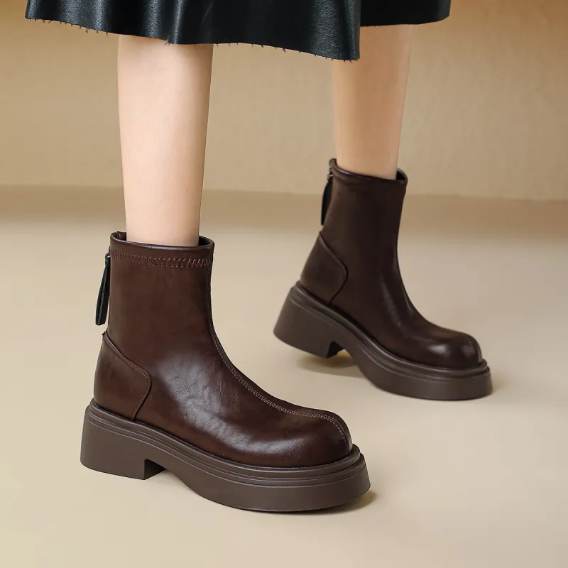FOXER Ankle Boots Women's Black/Brown-7