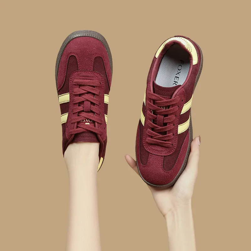 FOXER Non slip Lightweight Low Top Skateboard Shoes Women's Burgundy-3