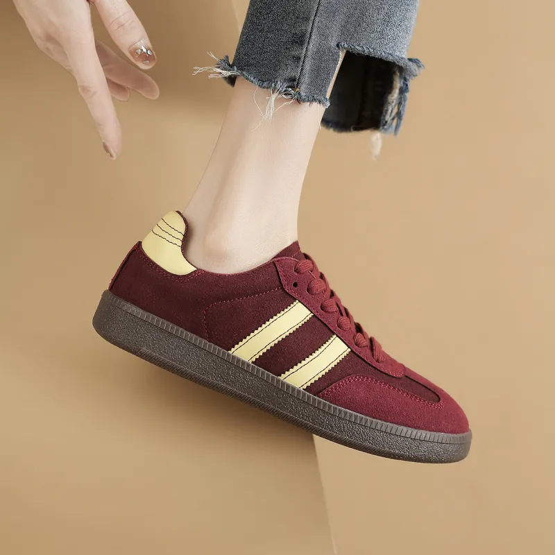FOXER Non slip Lightweight Low Top Skateboard Shoes Women's Burgundy-4