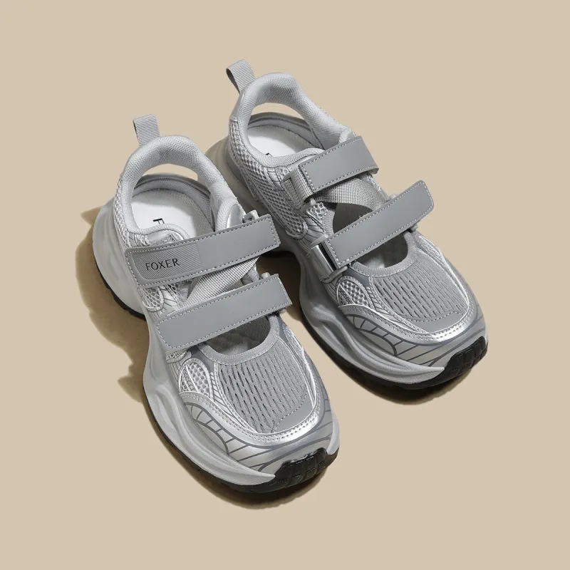 FOXER Abrasion Resistant Lightweight Slip Resistant Low Top Casual Shoes Women's Beige/Silver/Gray-2