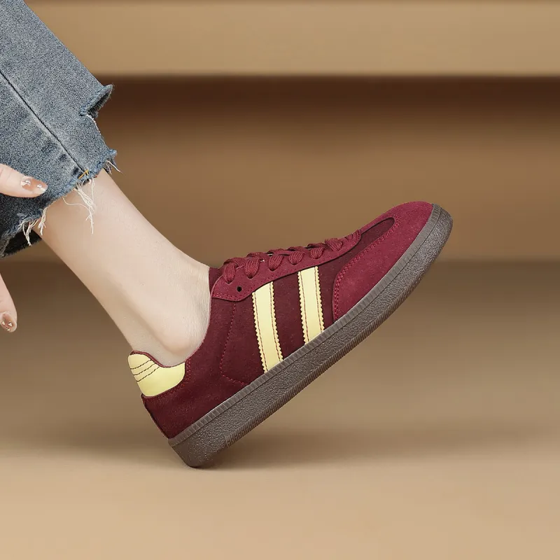 FOXER Non slip Lightweight Low Top Skateboard Shoes Women's Burgundy-5