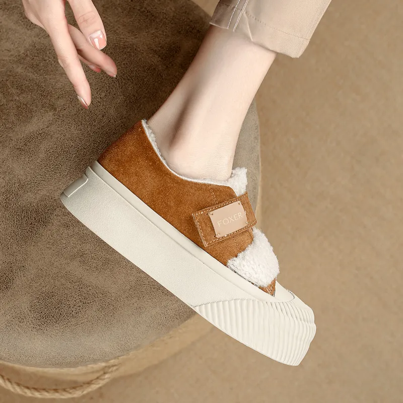 FOXER Slip Resistant, Abrasion Resistant, Height Adjustable, Thermal Low Top Casual Shoes Women's Chestnut-3