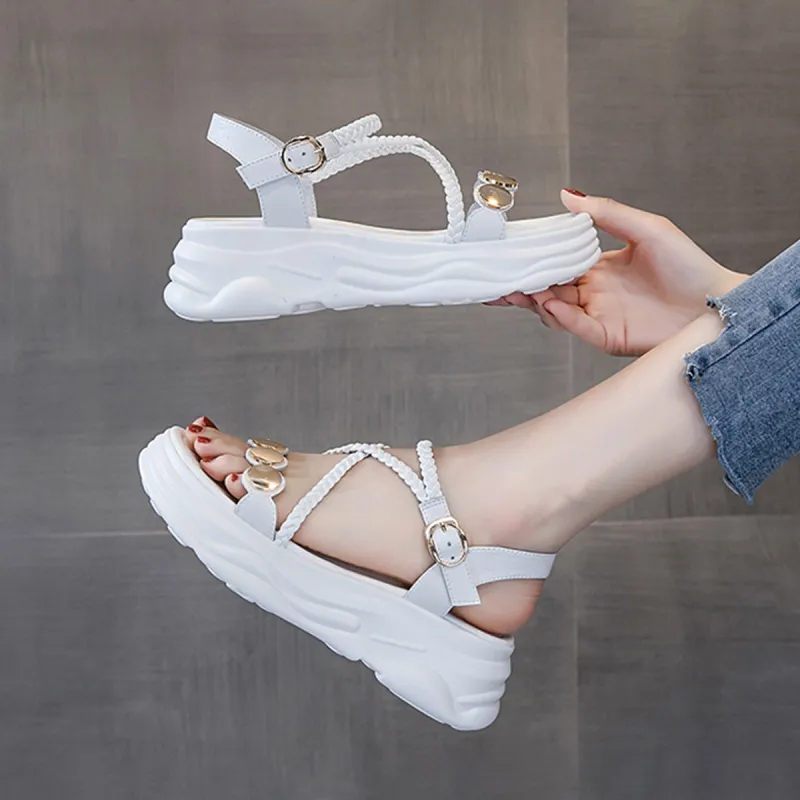 FOXER Roman Sandals 5.0cm Women's Ecru-3