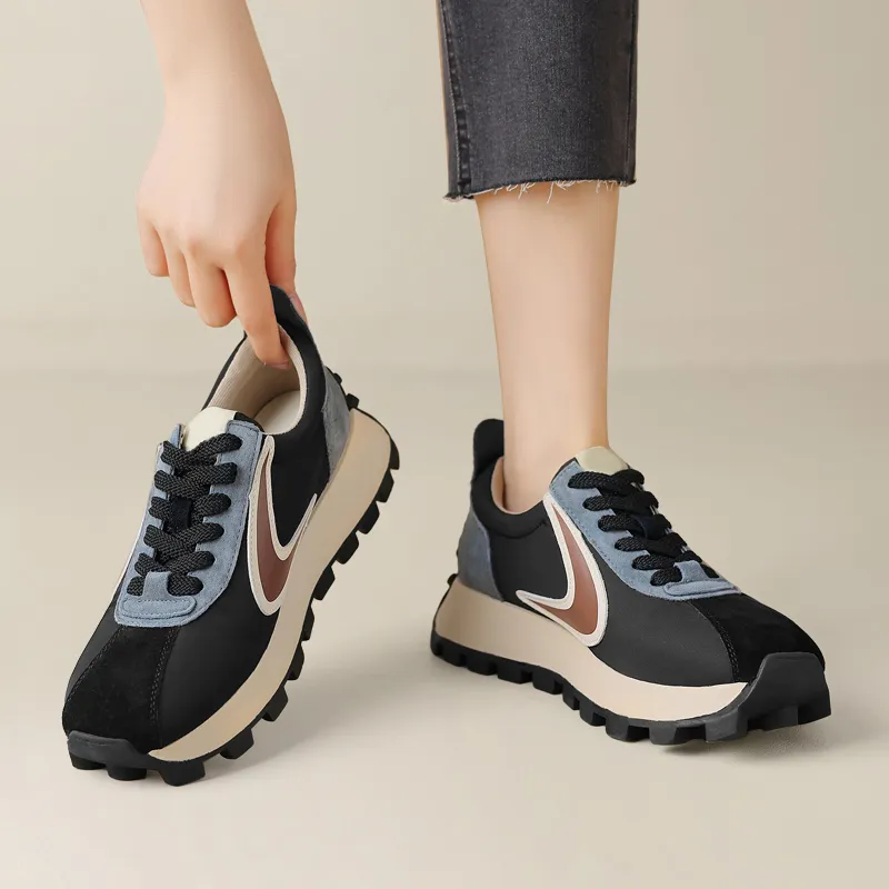 FOXER Cortez Shoes Cushioning Abrasion Resistant Lightweight Height Increasing Mat Low Top Chunky Sneakers Women's-7