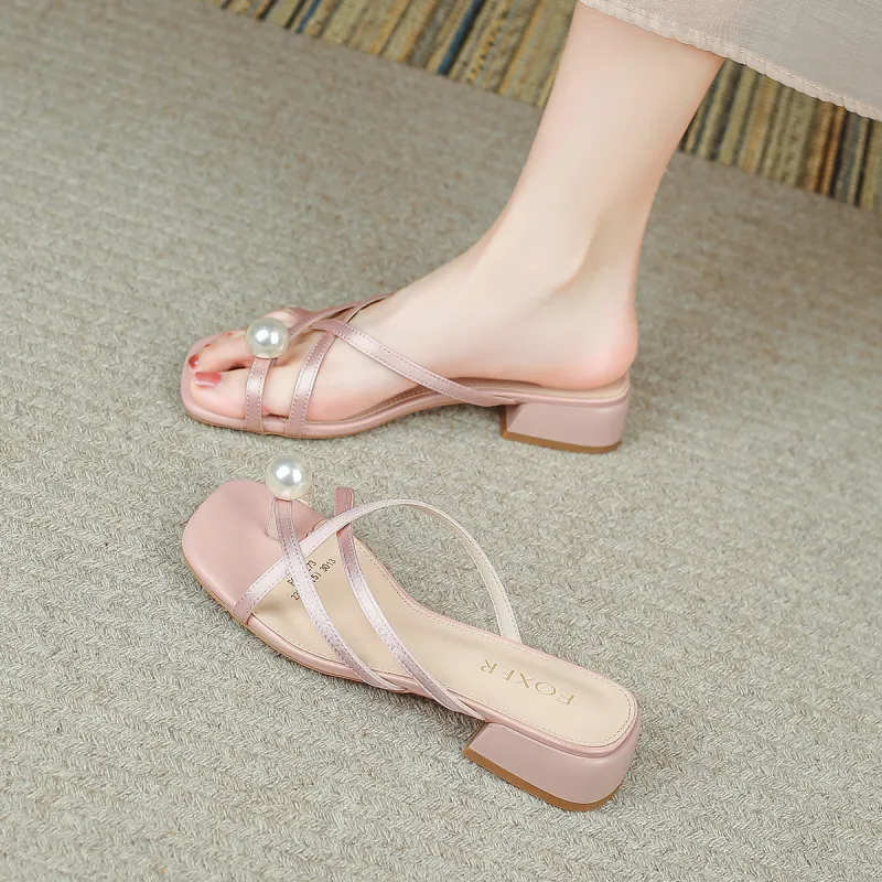 FOXER Slide Slippers Women's Beige/Pink/Apple Green-8