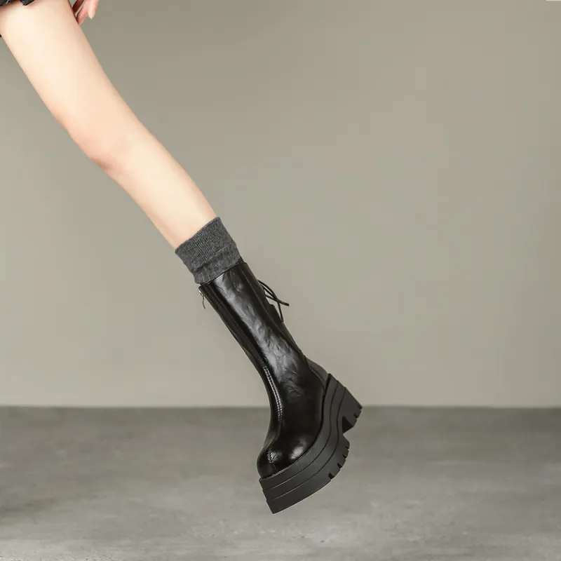 FOXER Ankle Boots High Heel Women's Black-3
