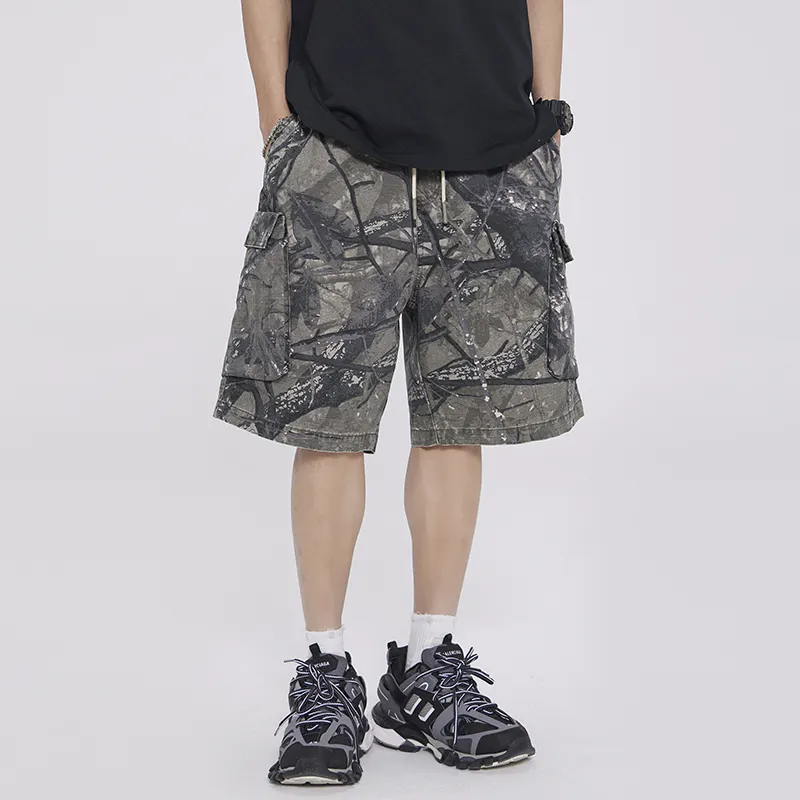 【dme】 Casual Shorts Men's Gray Branch Camouflage-5