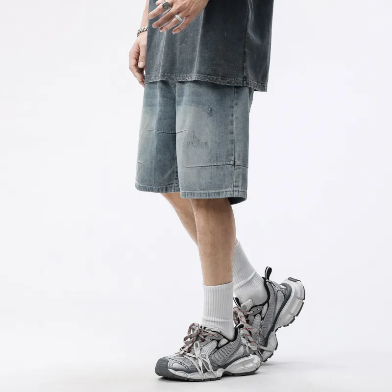 【dme】 Denim Shorts Men's Vintage Light Blue-6