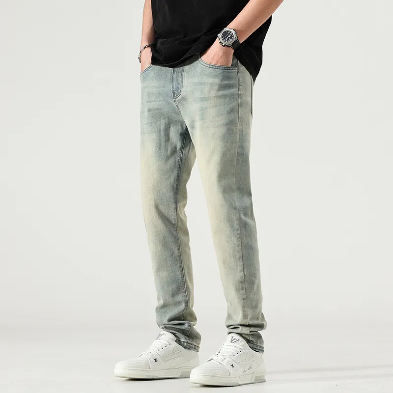 【dme】 Jeans Men's Yellow Mud Dye-5