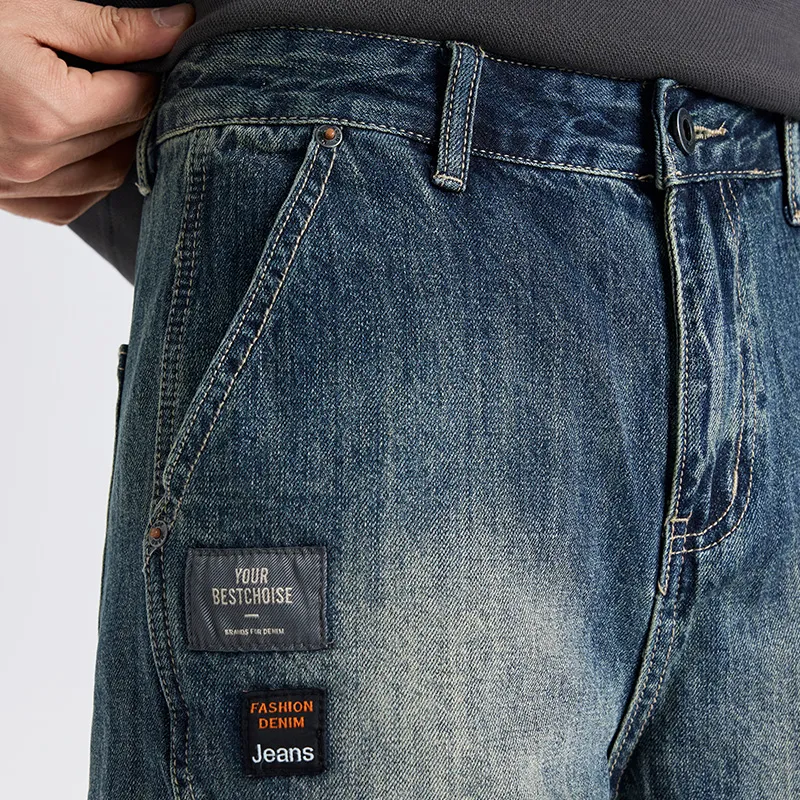 Dme Denim Shorts Unisex Elegant Broad Blue-4