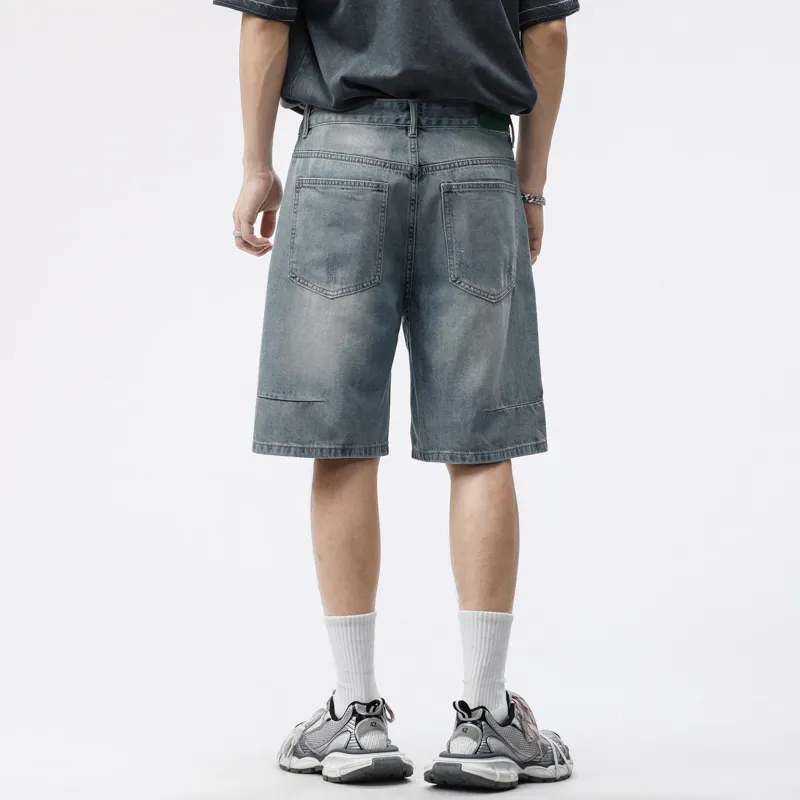 【dme】 Denim Shorts Men's Vintage Light Blue-5